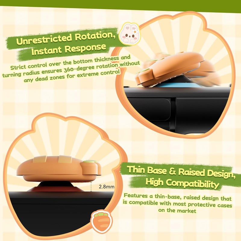 GEEKSHARE 4PCS Thumb Grip Caps for Switch 2, Cute Silicone Joystick Caps Soft Thumbstick Cover Compatible with Switch 2025 - Rabbit & Carrot - Image 5